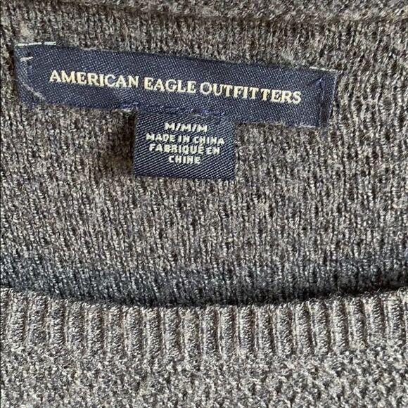 American Eagle Outfitters Solid Gray mini Sweater Cold Shoulder Dress size M - Picture 7 of 12